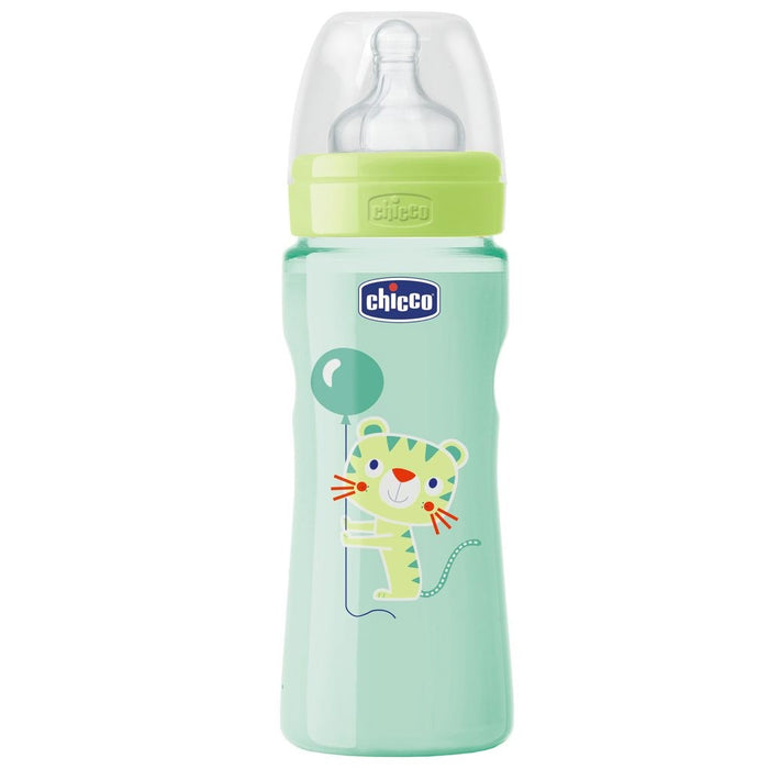 immagine-1-biberon-benessere-chicco-250ml-flusso-medio-silicone-verde-ean-8058664058006