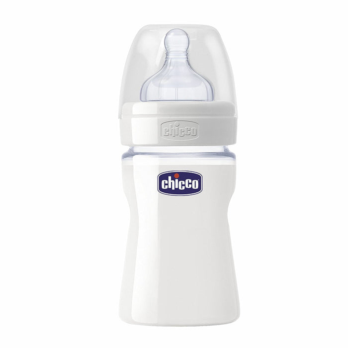 immagine-1-biberon-benessere-in-vetro-chicco-150ml-flusso-normale-silicone-ean-8058664057450