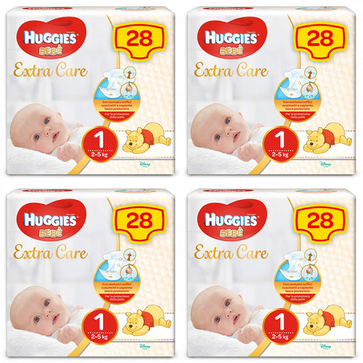 immagine-1-huggies-112-pannolini-extra-care-taglia-1-2-5-kg-4-pacchi-da-28-pezzi-ean-5029054659946