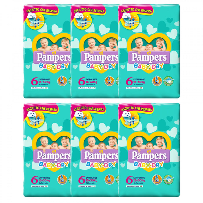 immagine-1-kit-pannolini-pampers-baby-dry-extralarge-15-30-kg-misura-6-6-pacchi-da-14pz