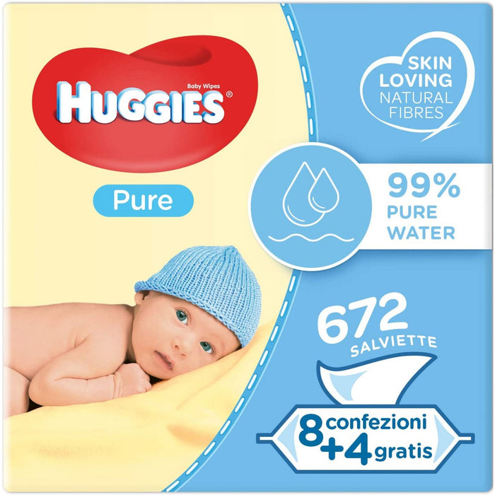 immagine-1-kit-salviettine-detergenti-huggies-pure-12-pacchi-da-56-pz-ean-5029054659632