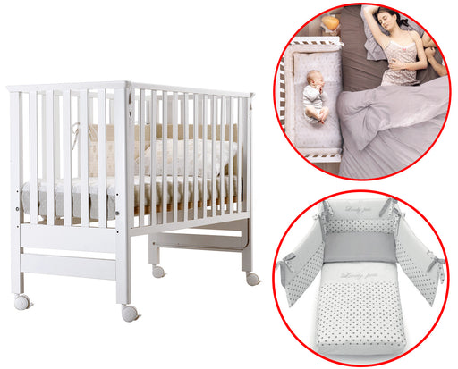 immagine-1-lettino-culla-contact-azzurra-design-bianco-materasso-completo-piumone-bianco-grigio