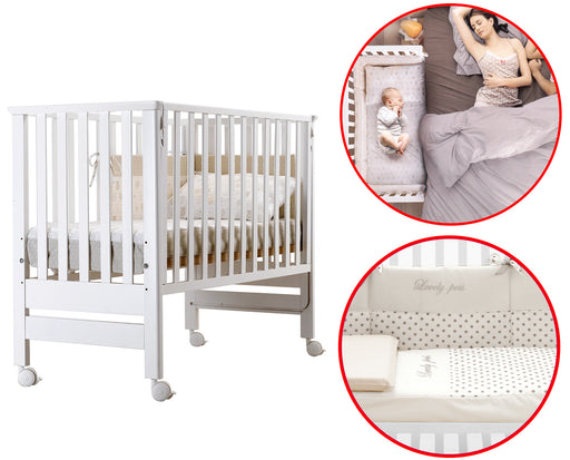 immagine-1-lettino-culla-contact-azzurra-design-bianco-materasso-completo-piumone-bianco-tortora