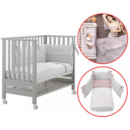 immagine-1-lettino-culla-contact-azzurra-design-grigio-materasso-completo-piumone-bianco-rosa