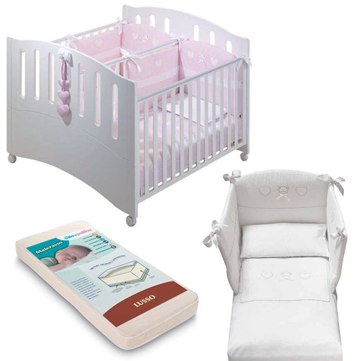 immagine-1-lettino-gemellare-gemini-bianco-materasso-completo-piumone