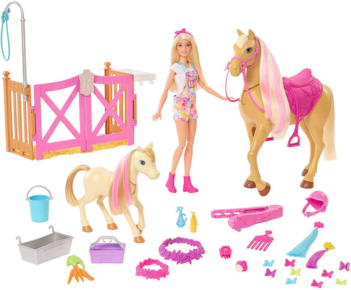 immagine-1-mattel-barbie-new-ranch-playset-con-bambola-e-2-cavalli-ean-887961963298