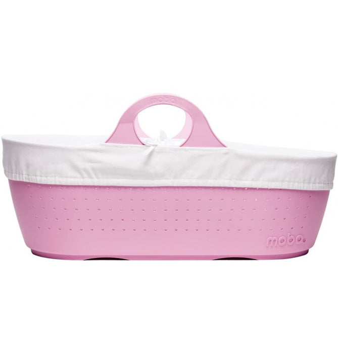 immagine-1-moba-moba-culla-cesta-per-neonato-rosa-con-materasso-e-coprimaterasso-in-cotone-ean-5060341370106