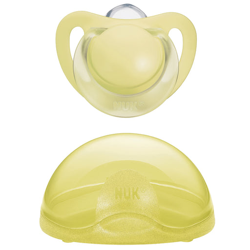 immagine-1-nuk-portasucchietto-giallo-succhietto-silicone-giallo-6-18-m-ean-4008600063360