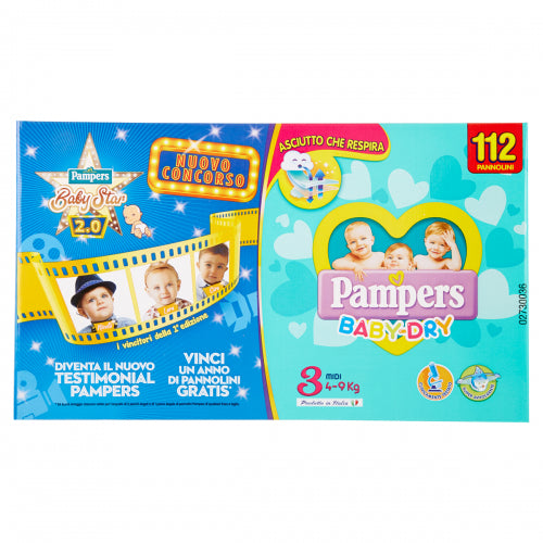 Pampers Baby Dry Taglia 3 – Pannolini Per Neonato Con Canali D'Aria, Fino A 12 Ore Di Protezione