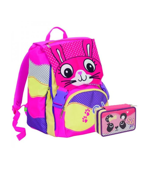 immagine-1-schoolpack-zaino-piu-astuccio-sj-gang-animali-girl-rosa-201819-ean-8011410304987