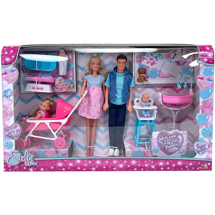 immagine-1-set-bambole-simba-steffi-love-famiglia-welcome-surprise-ean-4006592047979
