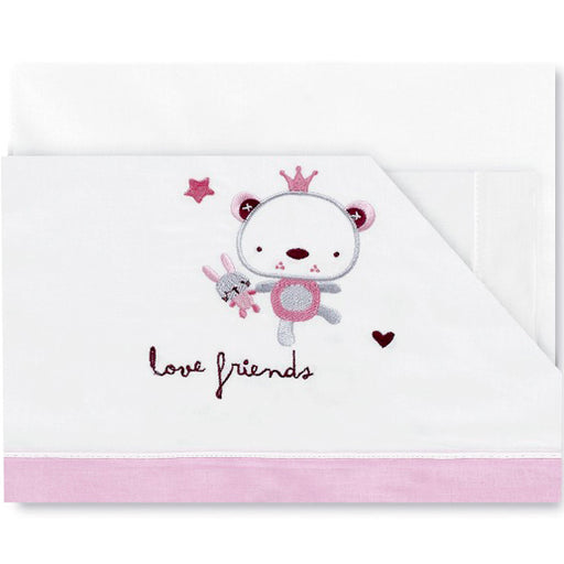 immagine-1-set-lenzuolino-carrozzina-pirulos-love-friends-biancorosa-ean-8499000814311