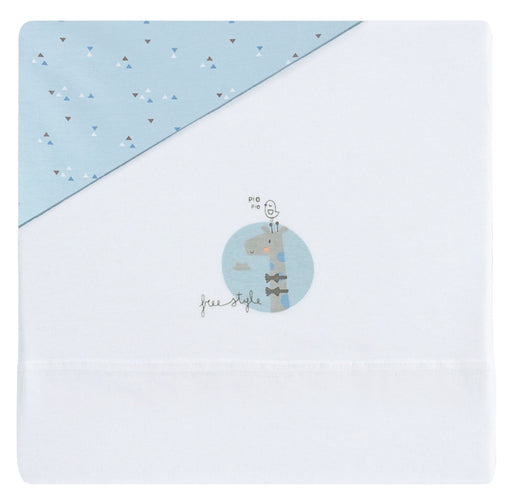 immagine-1-set-lenzuolino-culla-pirulos-jirafa-in-maglia-biancoazzurro-50-x-80-cm-ean-8499000832742