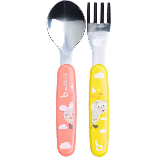 immagine-1-set-posate-in-metallo-badabulle-arancione-giallo-ean-3661276153264