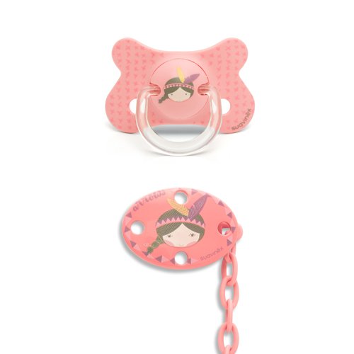 immagine-1-set-succhietto-suavinex-anatomico-silicone-con-catenella-4-18m-fusion-indiano-girl-ean-8426420035125