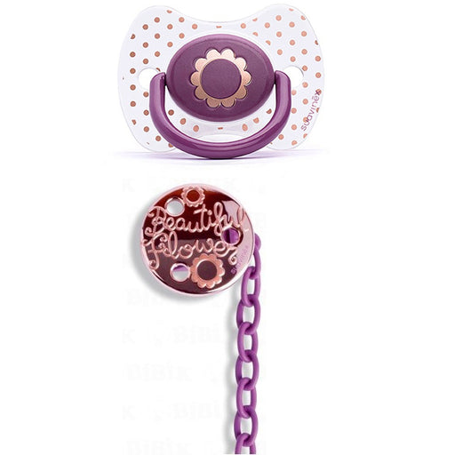 immagine-1-set-succhietto-suavinex-fisiologico-silicone-con-catenella-4m-beautiful-flowers-ean-8426420026055