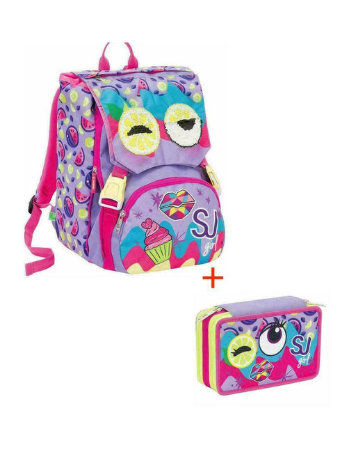 immagine-1-sj-gang-girl-face-schoolpack-zaino-pi-astuccio-lilla-ean-8011410394209