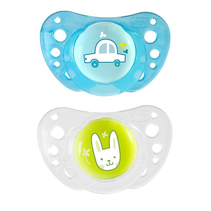 immagine-1-succhietto-chicco-physio-air-silicone-2-pz-celeste-verde-16-36m-ean-8058664058891