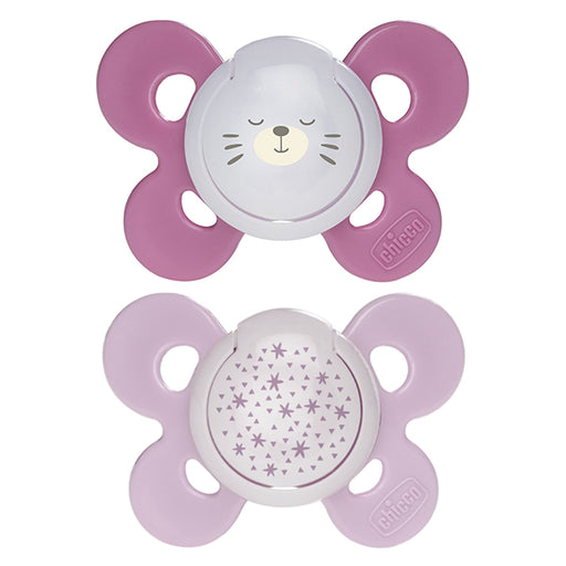 immagine-1-succhietto-chicco-physio-comfort-night-silicone-2pz-rosa-lilla-16-36m-ean-8058664082537