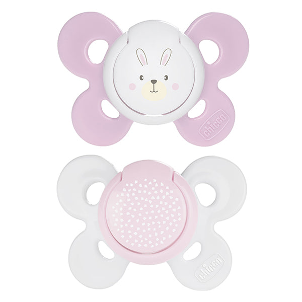 immagine-1-succhietto-chicco-physio-comfort-silicone-2pz-rosa-bianco-0-6m-ean-8058664082490