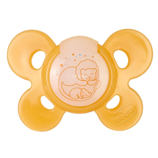 immagine-1-succhietto-chicco-physio-comfort-silicone-arancione-16-36m-luminescente-ean-8058664059089