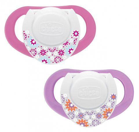 immagine-1-succhietto-chicco-physio-compact-silicone-2-pz-rosa-viola-6-12m-ean-8058664059270
