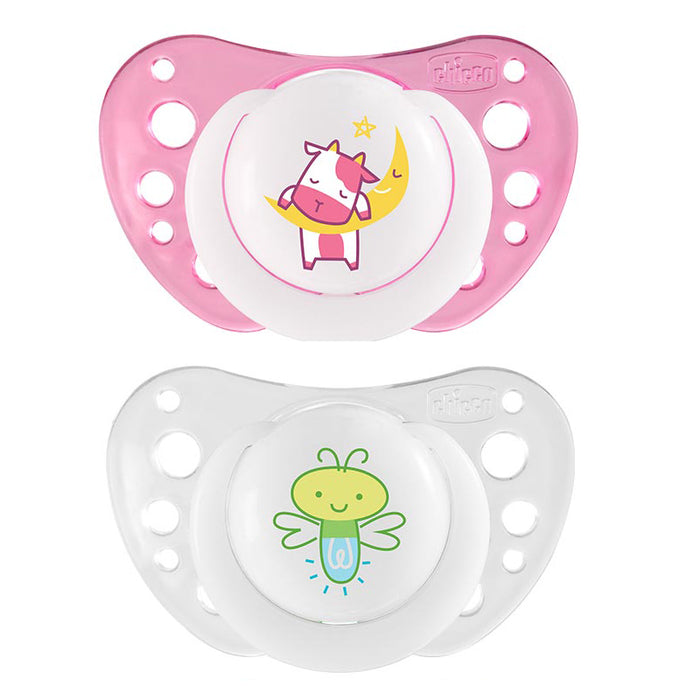 immagine-1-succhietto-chicco-silicone-physio-air-night-2-pz-rosa-bianco-16-36m-ean-8058664058907