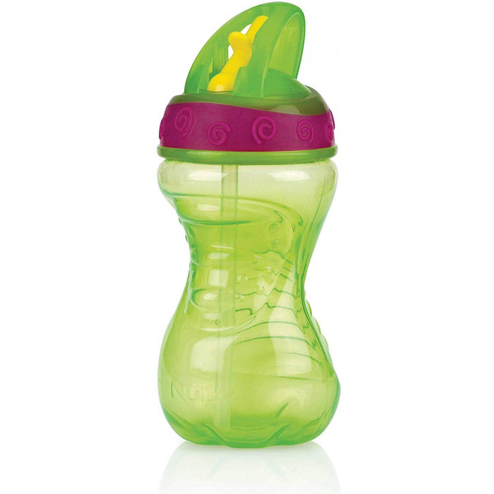immagine-1-tazza-nuby-easy-gripper-a-flusso-libero-300ml-verde-fuscia-ean-0048526100231