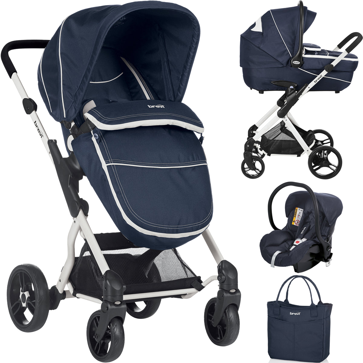 Passeggino Brevi Presto City - Leggero (6,9 Kg), Reversibile, Tessuti Oeko-Tex, Blu Jeans, Per Città E Viaggi
